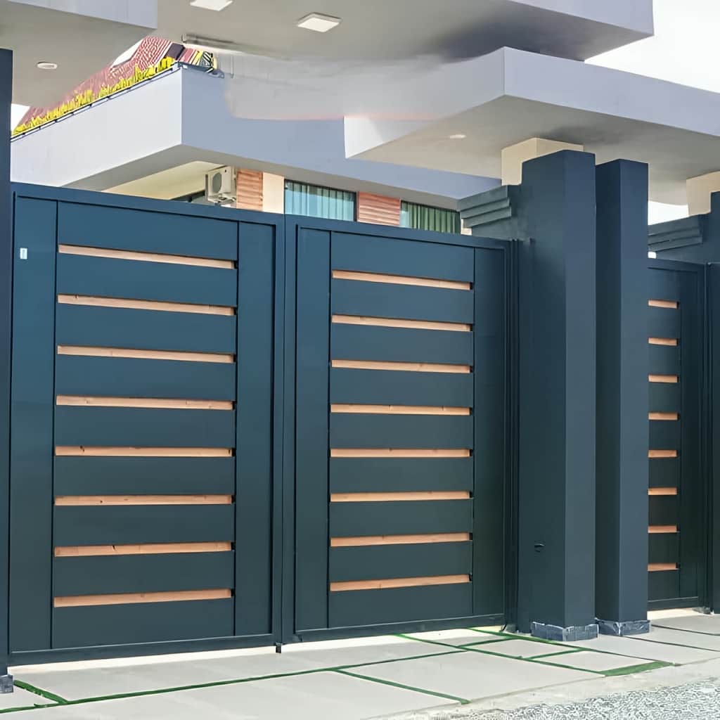 نصب درب فلزی مدرن لیان با رنگ پودری کوره ای در خرم آباد