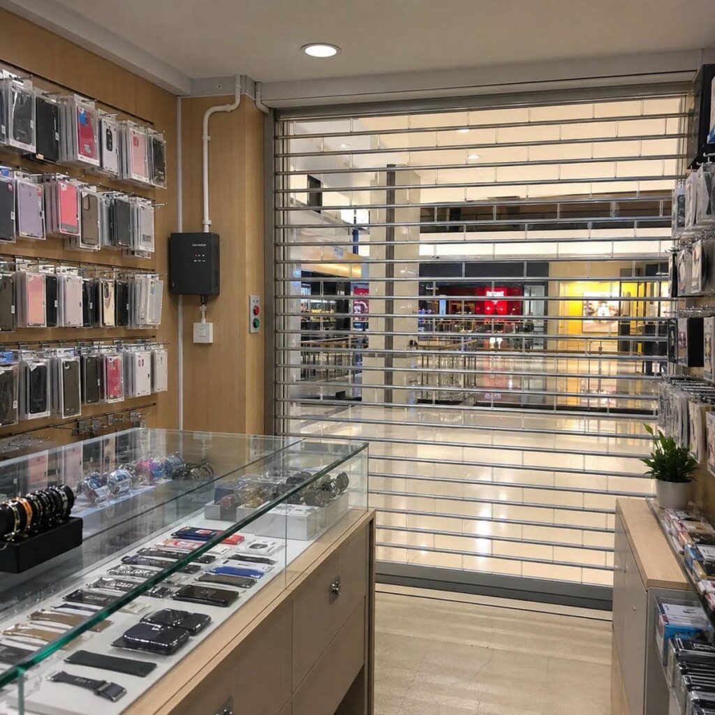 اجرای کرکره اتوماتیک رنگی فروشگاه با پوشش مقاوم در خرم آباد
