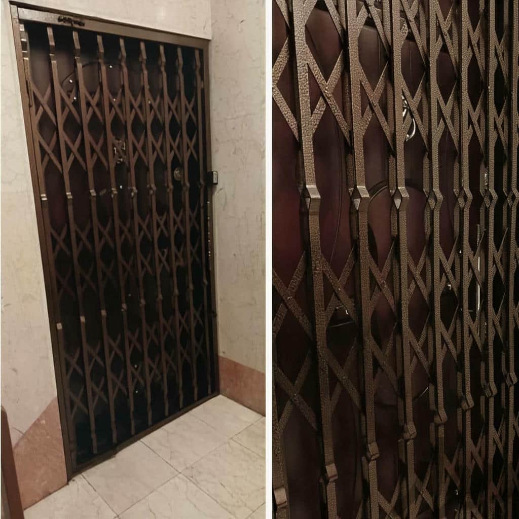 درب حفاظ فلزی ورودی واحد با شبکه منظم در خرم آباد درب حفاظ فلزی ورودی واحد با شبکه منظم در خرم آباد