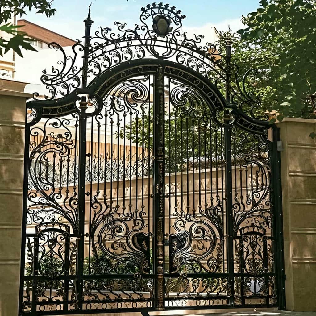تولید درب پارکینگ لوکس ورودی ویلا با کلاف گونیا در خرم آباد