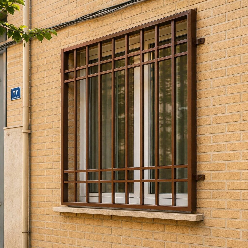 نصب حفاظ پنجره ضد سرقت میله عمودی با قاب تراز در خرم آباد